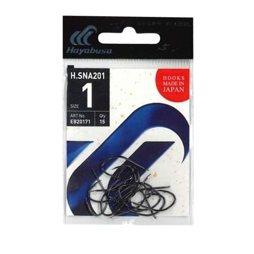 Hayabusa HSNA 201 Kısa Pala Olta İğnesi 15'li Paket Black Nikel