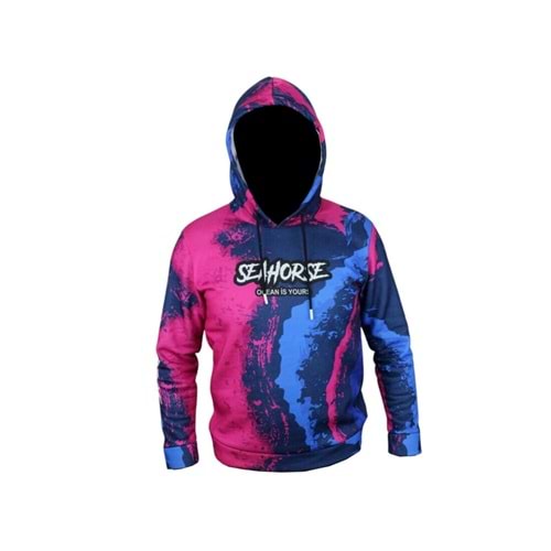 Sea Horse Angler Hoodie Blue Pink Label