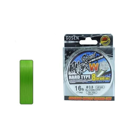 Gosen W8 Hard Type PE 8 Örgü Spin İp Misina 150mt Açık Yeşil