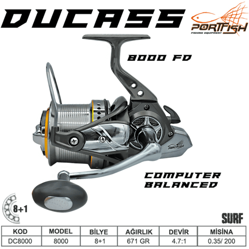 Portfish Ducass 8000 fd Surf Olta Makinası 8+1 bb