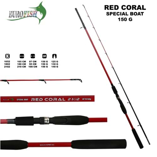 Eurofish Red Coral 165 cm 150 gr 2 Parça Bot Tekne Kamışı