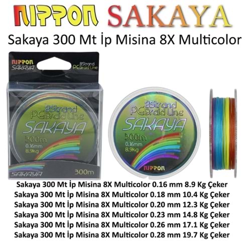 Nippon Sakaya 300 Mt İp Misina 8X Multi Color