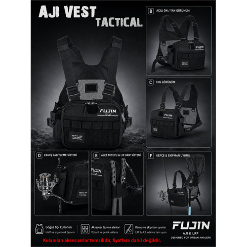 Fujin Tactical Vest Black Balıkçı Çantası
