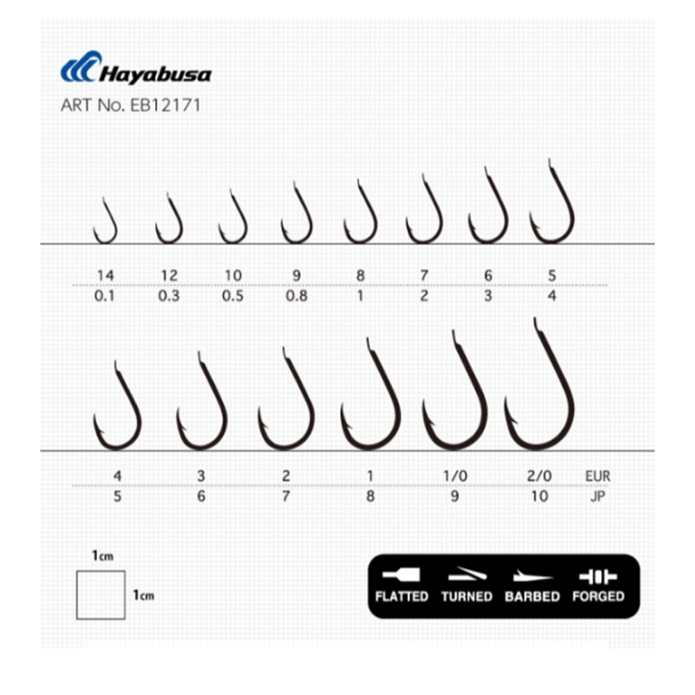 Hayabusa HCHN 121 Kısa Pala Dövme Olta İğnesi 15'li Paket Black Nikel
