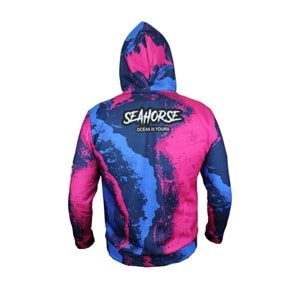 Sea Horse Angler Hoodie Blue Pink Label - XL