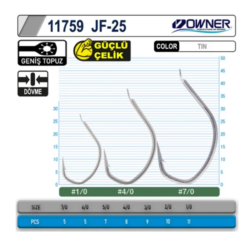 Owner 11759 JF-25 Jigger Light Jig İğnesi - 2/0