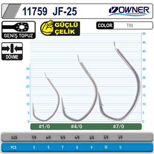 Owner 11759 JF-25 Jigger Light Jig İğnesi - 3.5/0