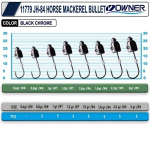 Cultiva 11779 JH-84 Horse Mackerel Bullet Jighead - 1.2GR-NO:7