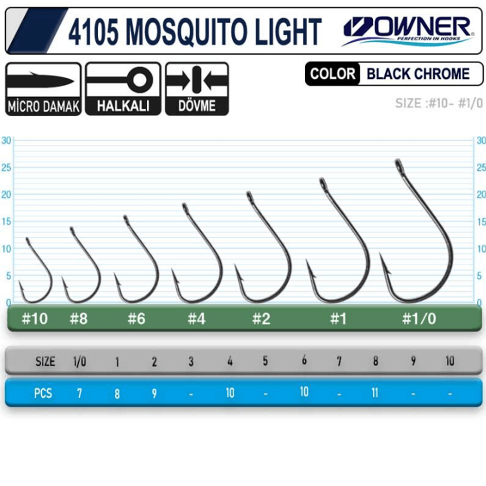 Owner 4105 Musquito Light Black Chrome İğne - 2/0