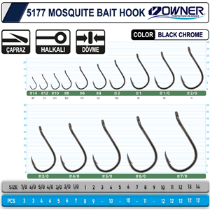 Owner 5177 Mosquito Hook Black Chrome Sinek İğne - 8