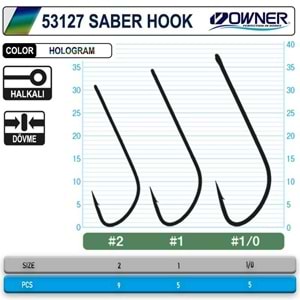 Owner 53127 Saber Hook Hg İğne - 1/0