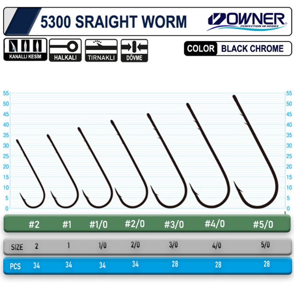 Owner 5300 Straight Shank Black Chrome İğne - 2