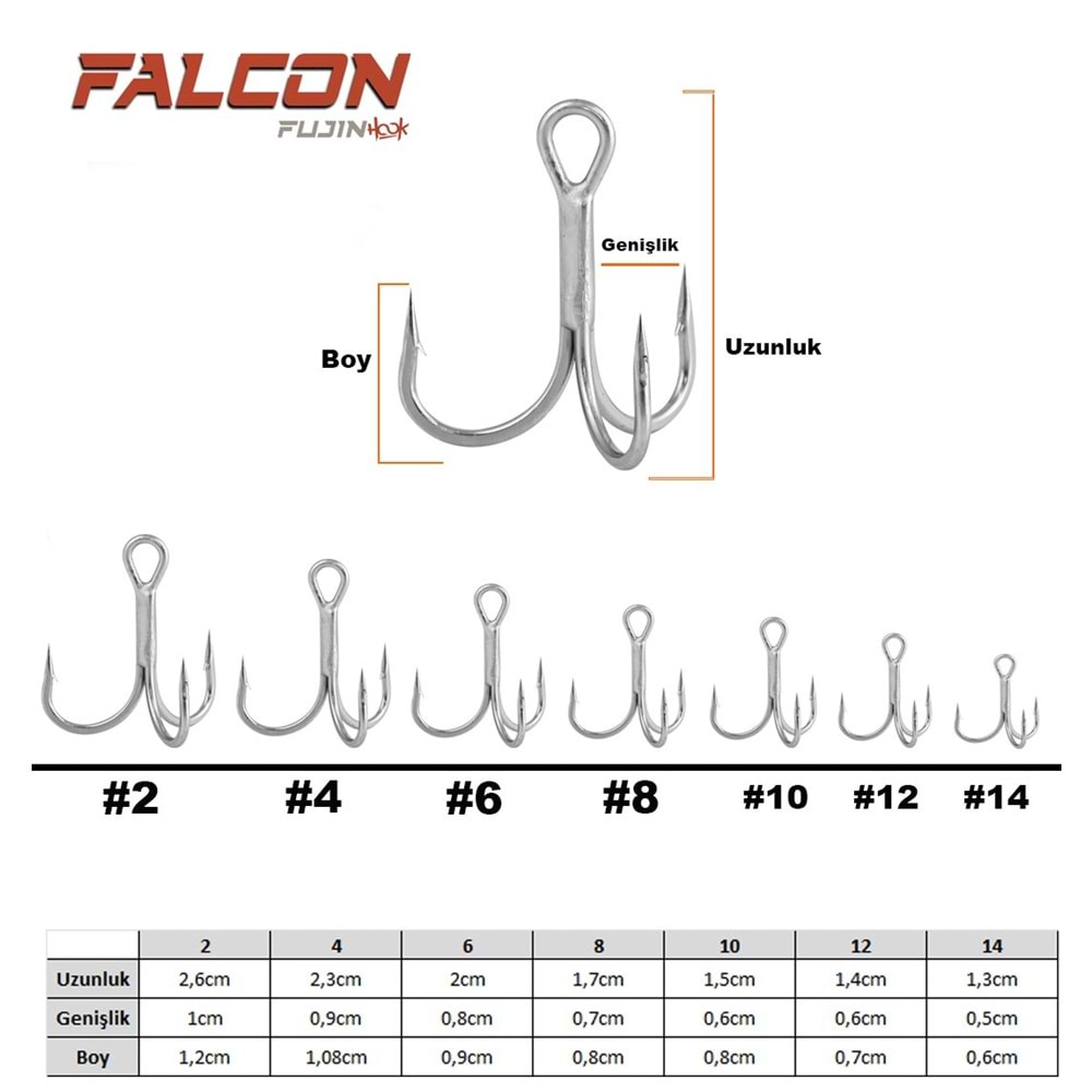 Fujin Falcon Süper Anti-Rust Üçlü Kanca