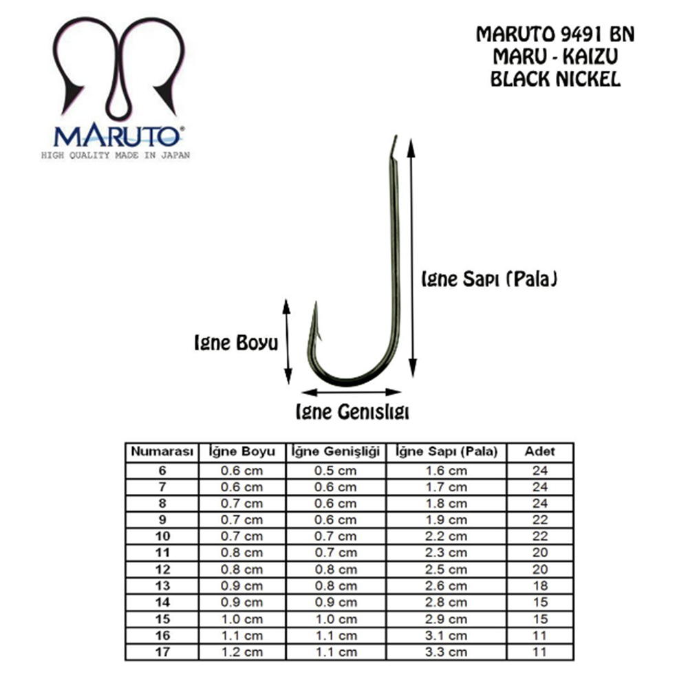 Maruto 9491 BN Düz Olta İğnesi - 13