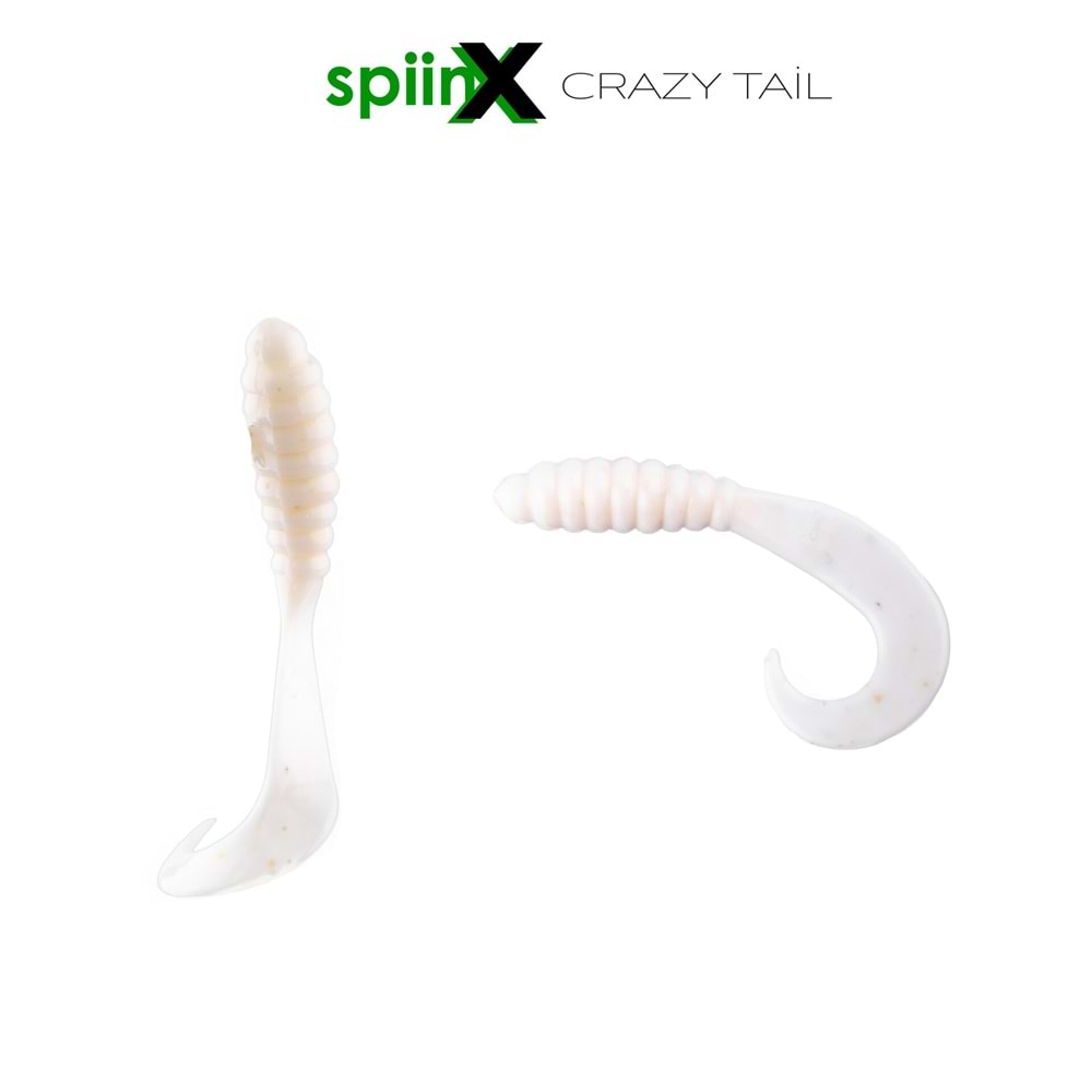 Spiinx Crazy Tail Kuyruk 7.5CM 10P Silikon Yem - CLEAR AND WITE