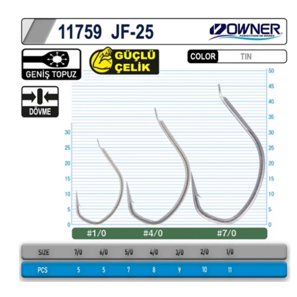 Owner 11759 JF-25 Jigger Light Jig İğnesi