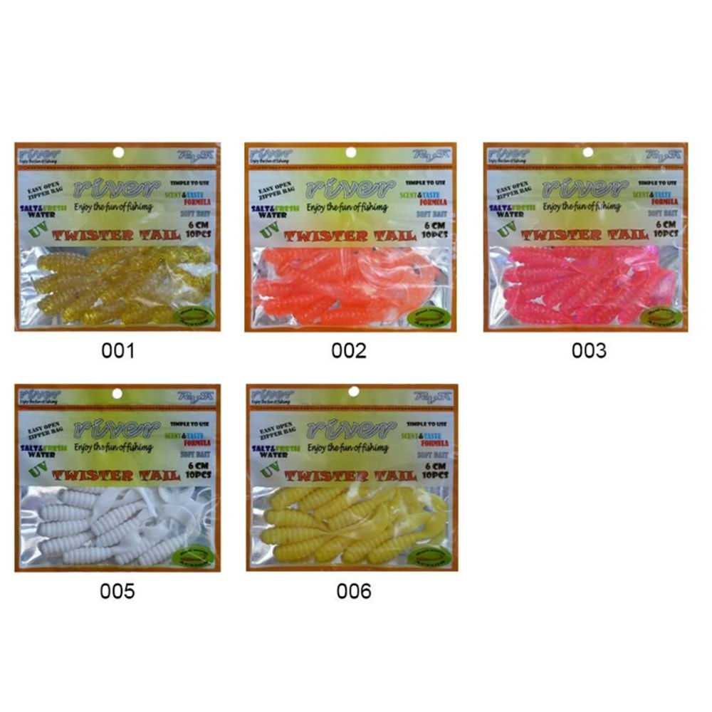 River Twister Tail 6 cm 10pcs Silikon Yem