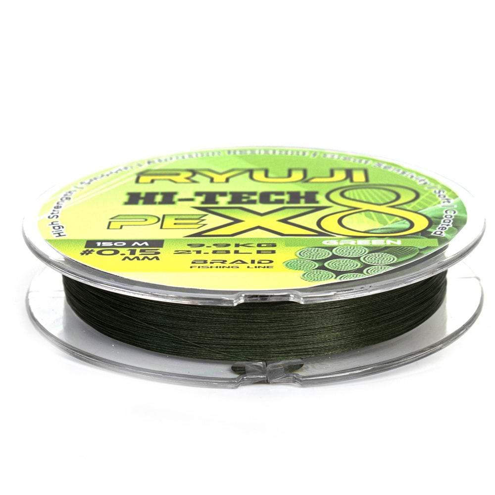 Ryuji Hi-Tech X8 150m Green İp Misina - 0.06 MM