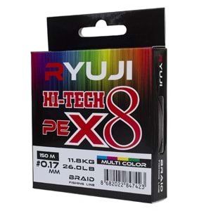 Ryuji Hi-Tech X8 150m Multi Color İp Misina - 0.30MM