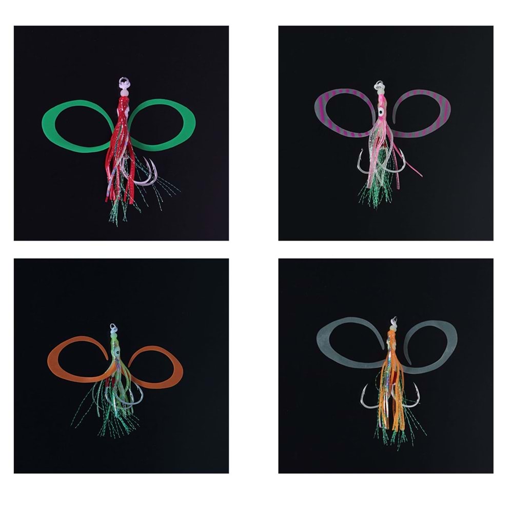 Seabor SBR03 Squid Hook Skirt (2 Adet) 2/0 Assist İğnesi - RED GREEN
