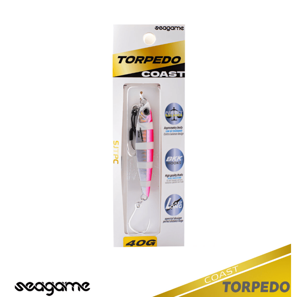 Seagame Torpedo Coast 40G Jig Yem - 002 PINK ZEBRA GLOW