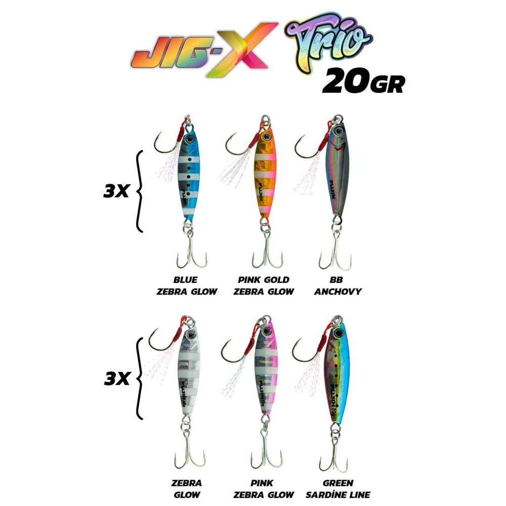 Fujin Jig-X Trio 3lü Micro 20gr Jig Yem