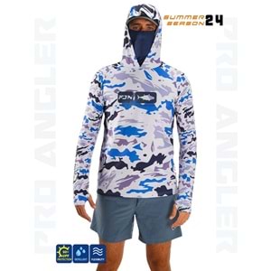 Fujin Pro Angler S24 Buff&Hoodi Natural Blue Camo - L