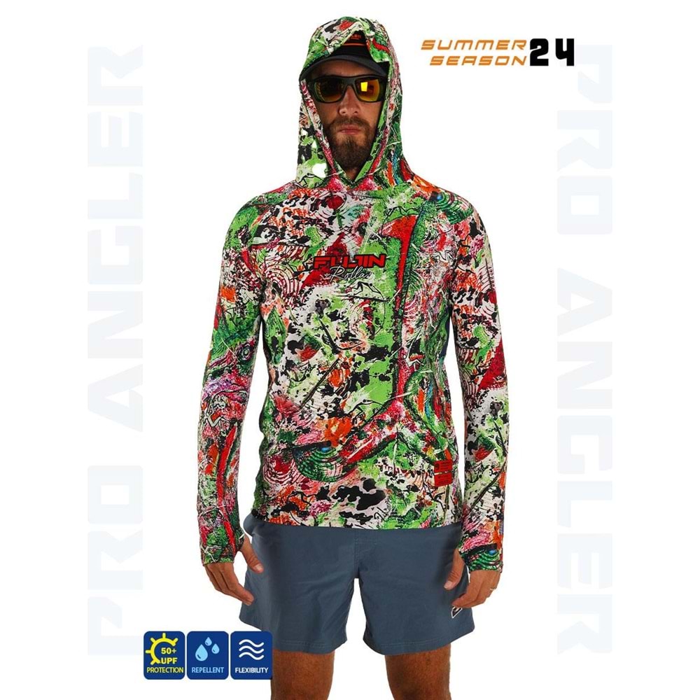 Fujin Pro Angler S24 Hooded Makai Green Red - XL