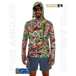 Fujin Pro Angler S24 Hooded Makai Green Red - XXL