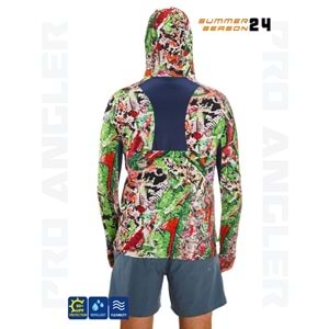 Fujin Pro Angler S24 Hooded Makai Green Red - XXL