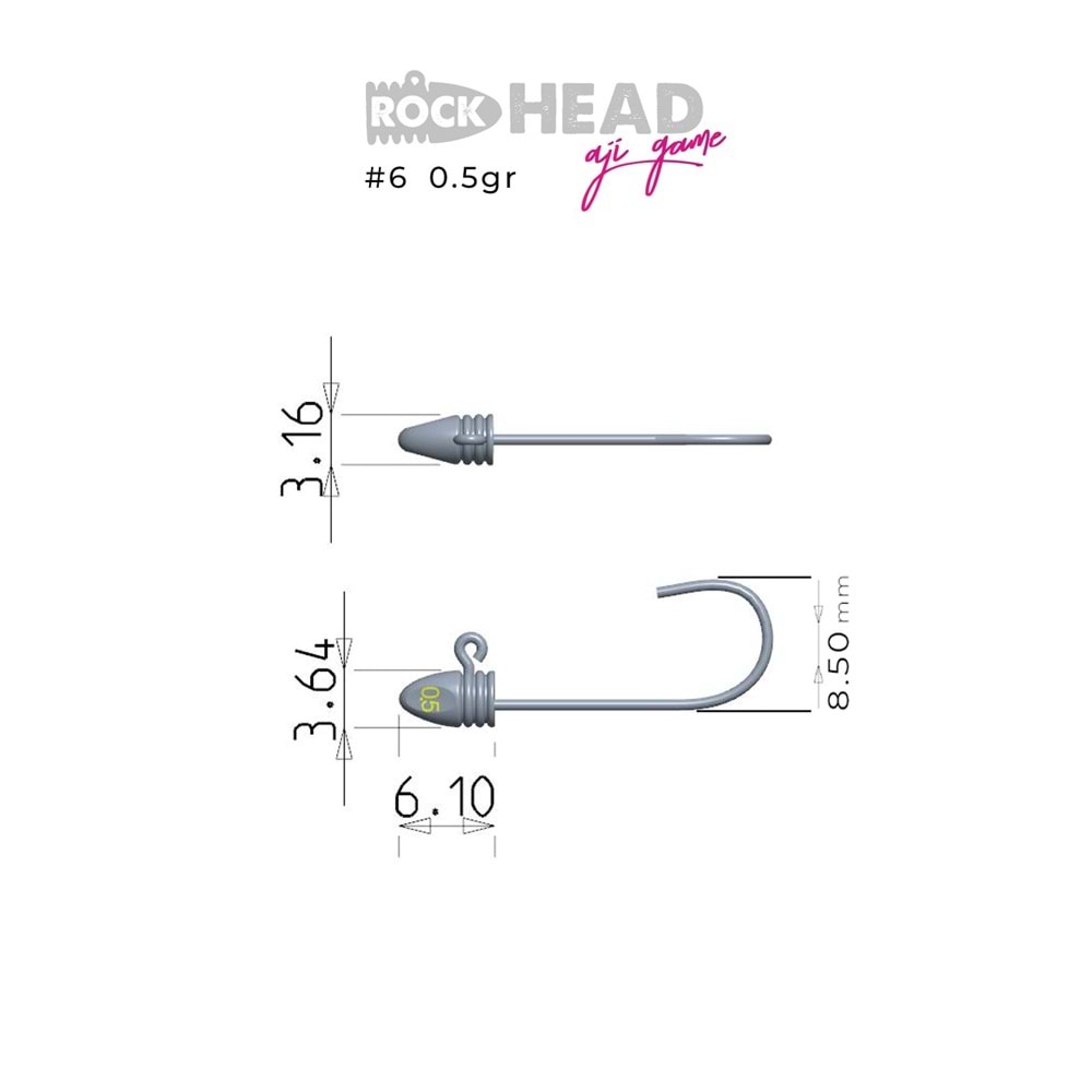 Fujin Rock-Head 6no Aji Game Jighead - 1.5GR