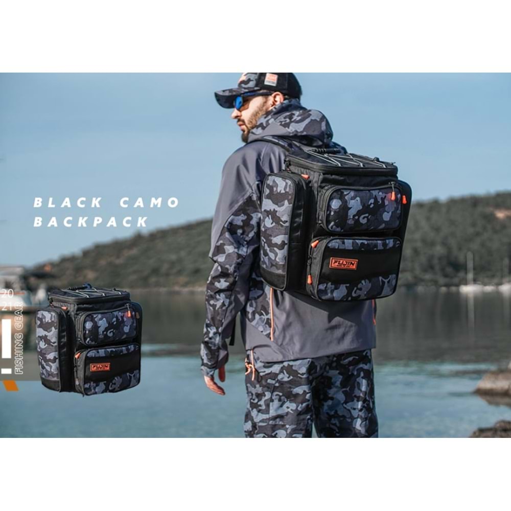 Fujin Black Camo Back Pack - Balıkçı Sırt Çantası