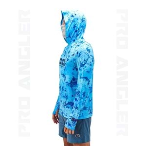 Fujin Pro Angler S24 Buff&Hoodie Blue Fish - XXL
